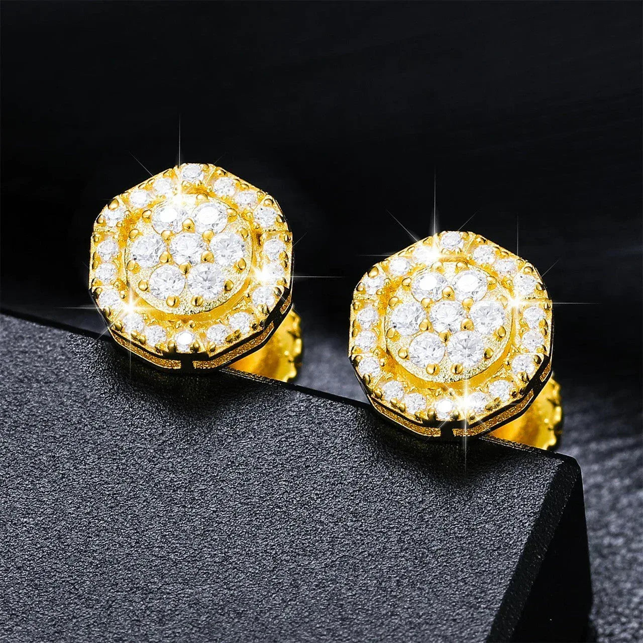 VVS Cluster Solid 925 Sterling Silver Iced Bling Out Earrings - CaratixJewelry